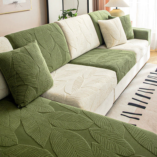 Modern Leaf Jacquard Water-repellent Anti-Scratch Stretch Full Wrap Sofa Cover