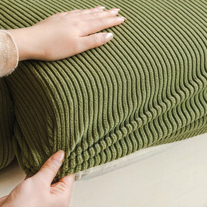 Vertical Stripe Corduroy Anti-Scratch Stretch Full-Cover Sofa Cover
