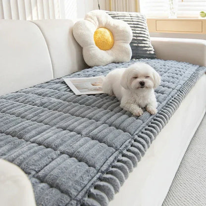 Plush Quilted Non-Slip Pet Sofa Protector Cover