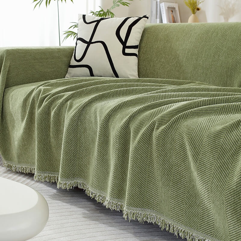 Chenille Blanket Herringbone Tassel Sofa Cover Sofa Throws