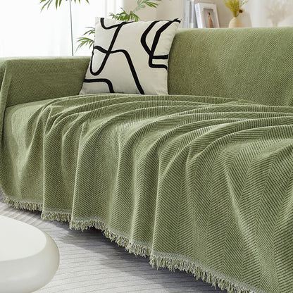 Chenille Blanket Herringbone Tassel Sofa Cover Sofa Throws