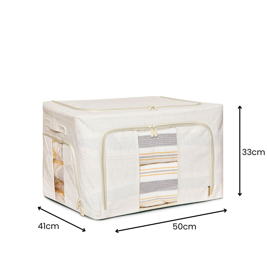 FoldAway Collapsible Linen Storage Box 2 Set - Beige