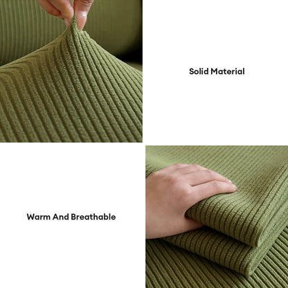 Vertical Stripe Corduroy Anti-Scratch Stretch Full-Cover Sofa Cover