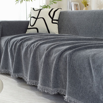 Chenille Blanket Herringbone Tassel Sofa Cover Sofa Throws