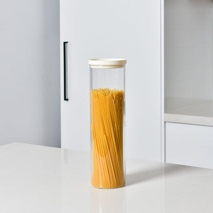 Glass Pantry Storage Jars - Cream - 18 Set Round