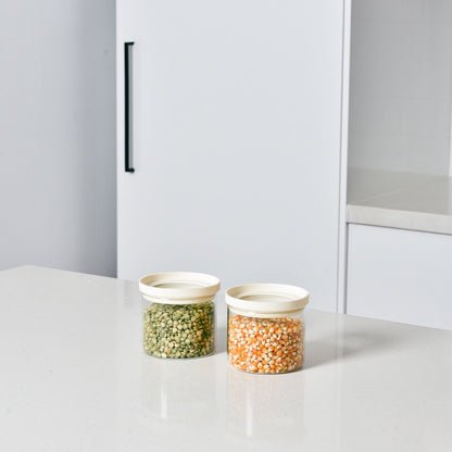 Glass Pantry Storage Jars - Cream - 18 Set Round