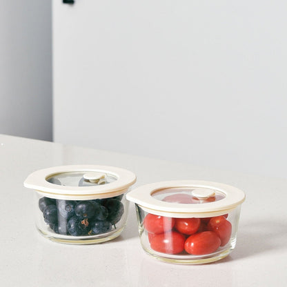 Glass Food Storage Containers Cream - 236ml - 2 Set Round