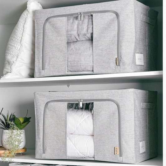 FoldAway Collapsible Linen Storage Box 2 Set - Pebble Grey
