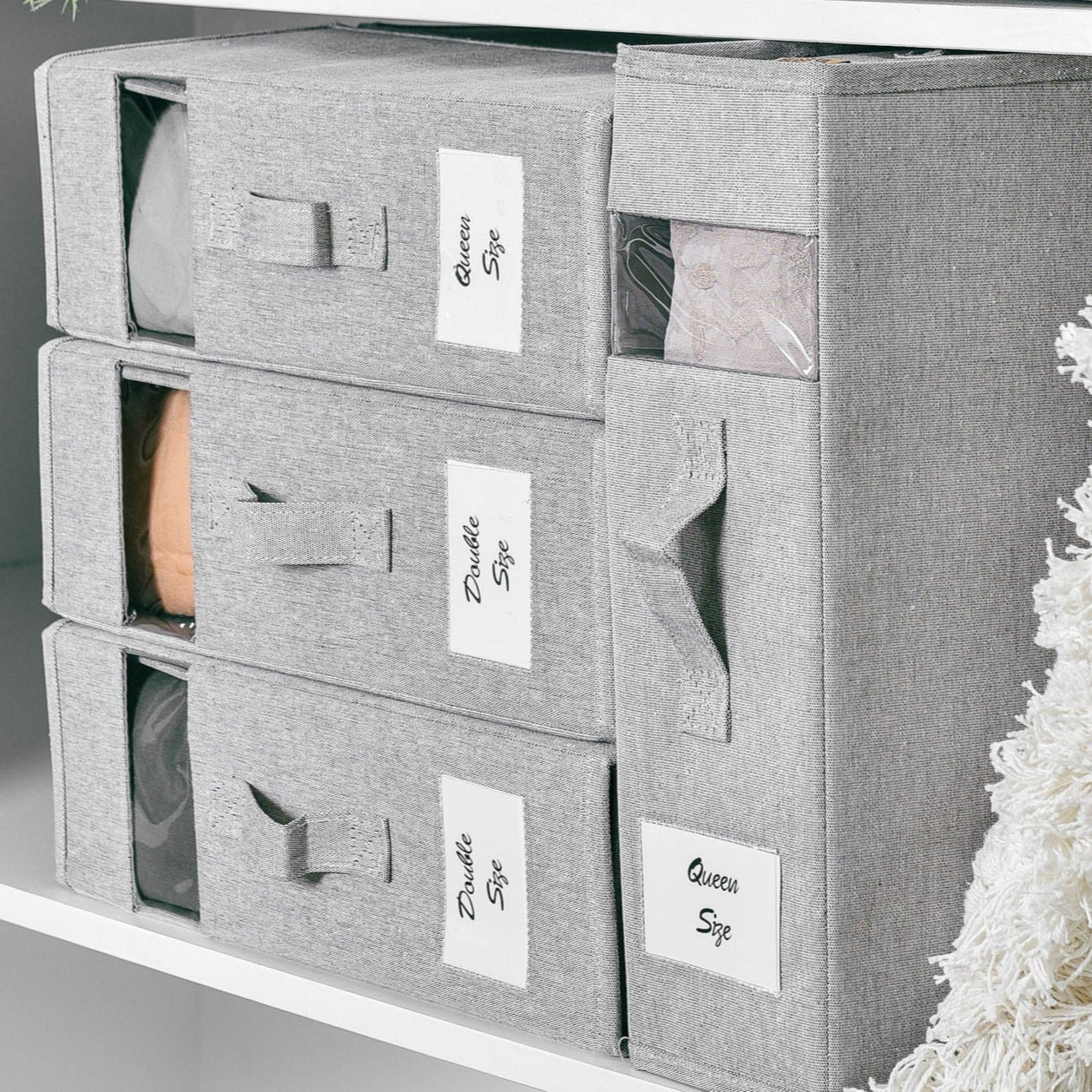 SlimFold Collapsible Linen Storage Box - Pebble Grey