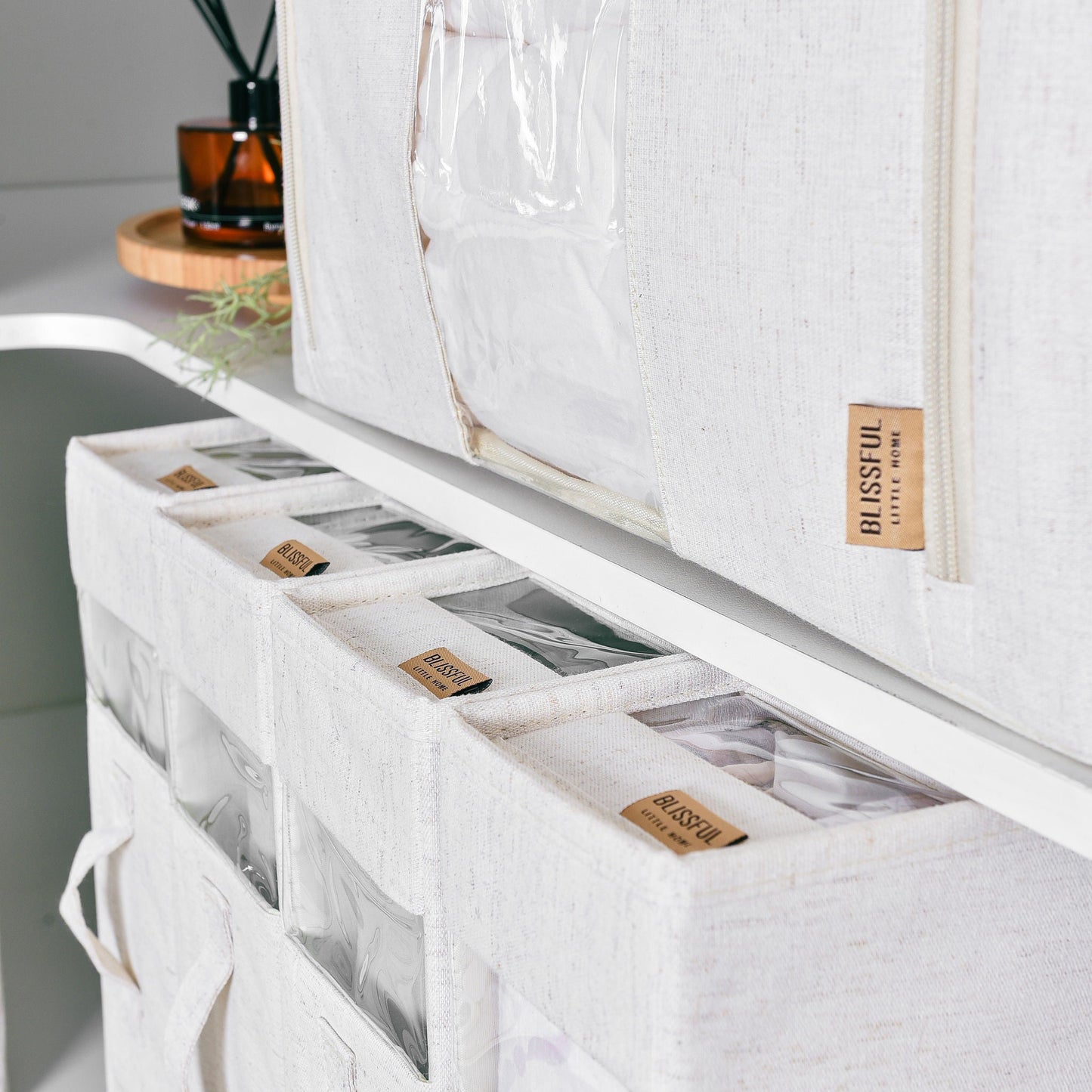 Linen Storage Box 12 Set - Beige