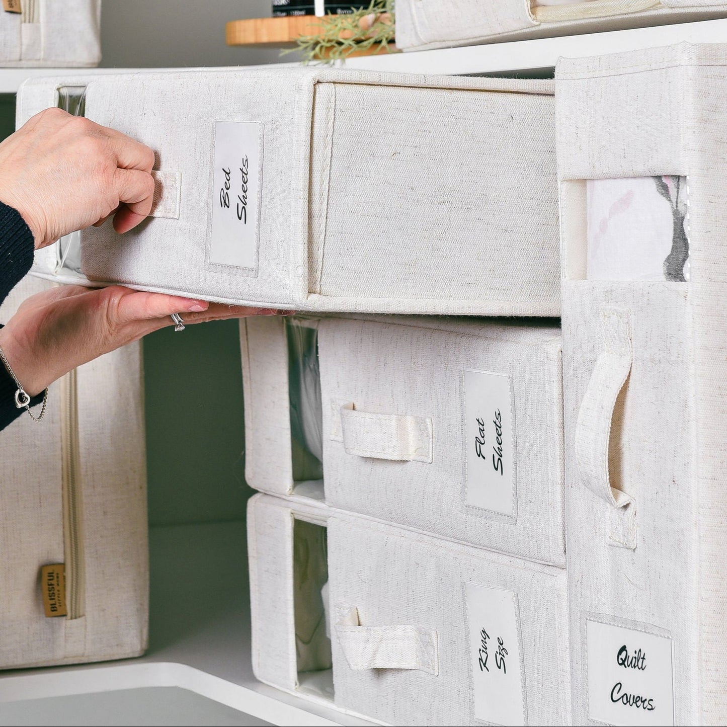 Linen Storage Box 12 Set - Beige