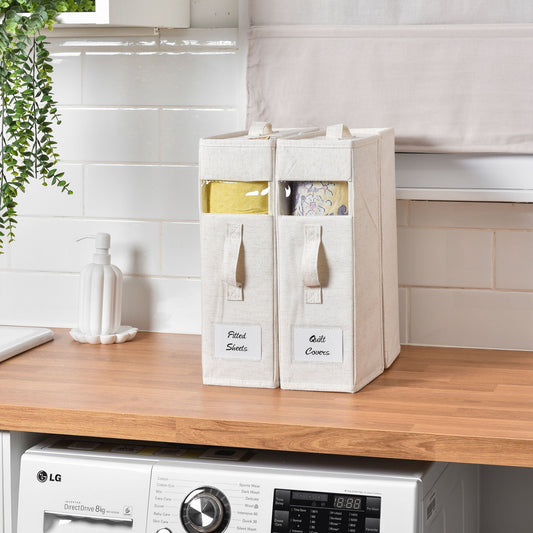 SlimFold Collapsible Linen Storage Box 2 Set - Beige