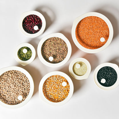 Glass Food Storage Containers Cream - 8 Set - Round