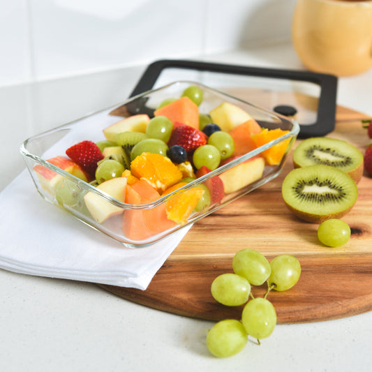 Glass Food Storage Container 700ml - Rectangle - Black