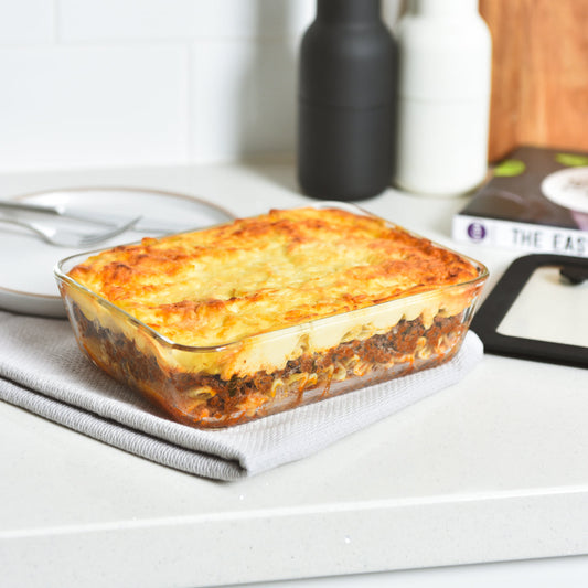 Glass Food Storage Container 1400ml - Rectangle - Black