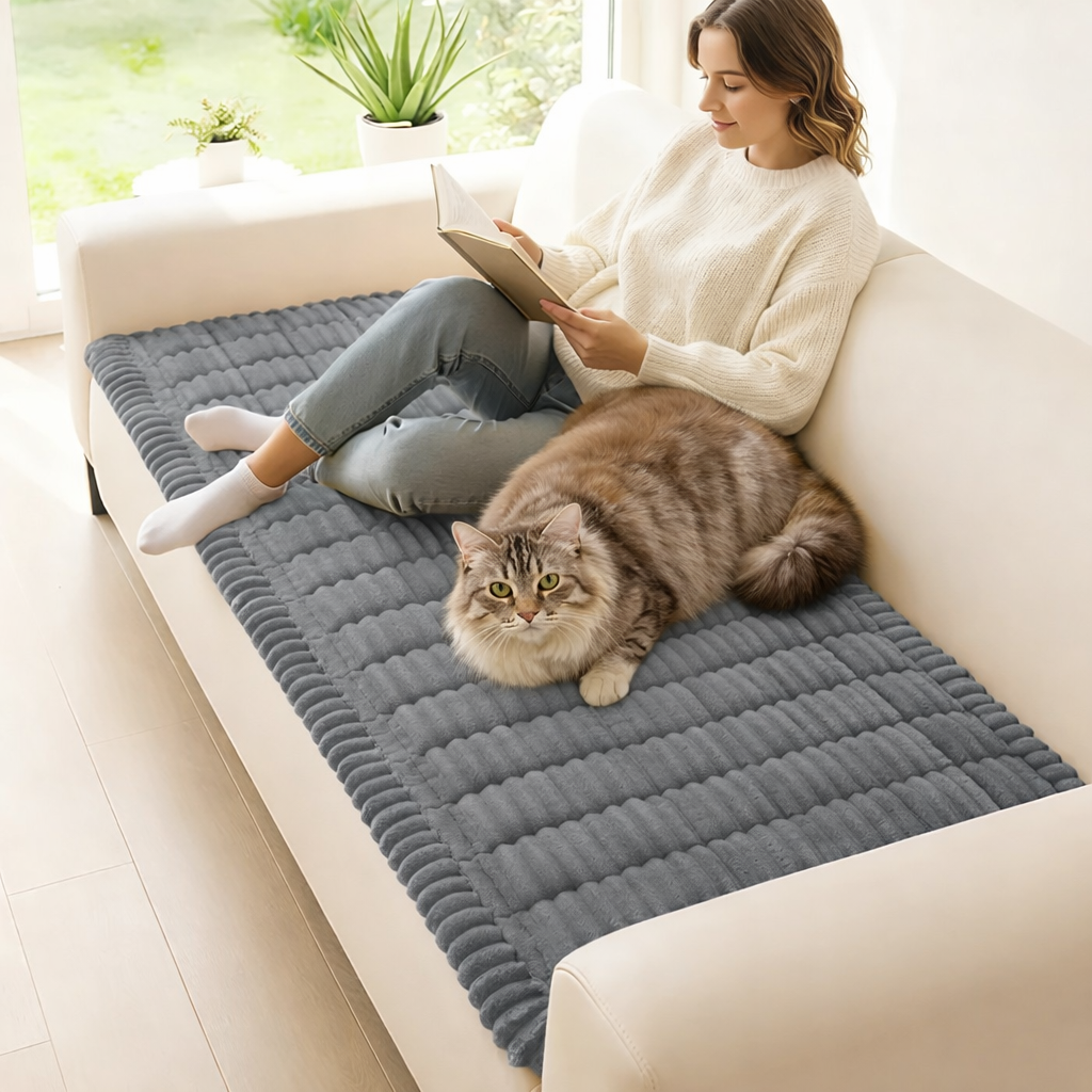 Plush Quilted Non-Slip Pet Sofa Protector Cover