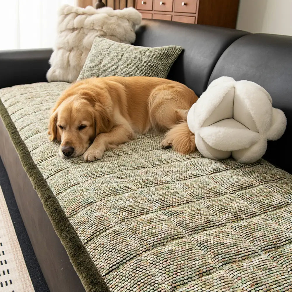 Pet-Friendly Chenille Textured Non-Slip Sofa Cover with Frayed Edges
