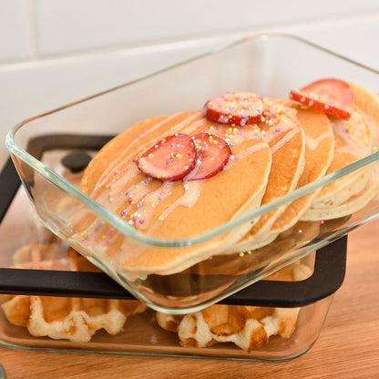 Glass Food Storage  Container 700ml Rectangle - 6 Set - Black