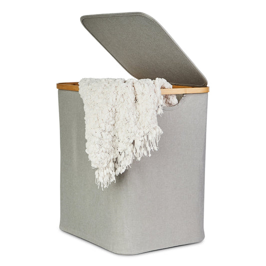 Linen / Laundry Basket with Lid - Light Grey